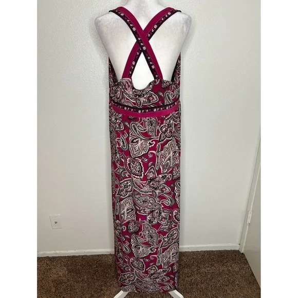 INC Womens Magenta Paisley V-Neck Sleeveless Jersey Maxi Dress Plus Size 1X - Picture 6 of 10